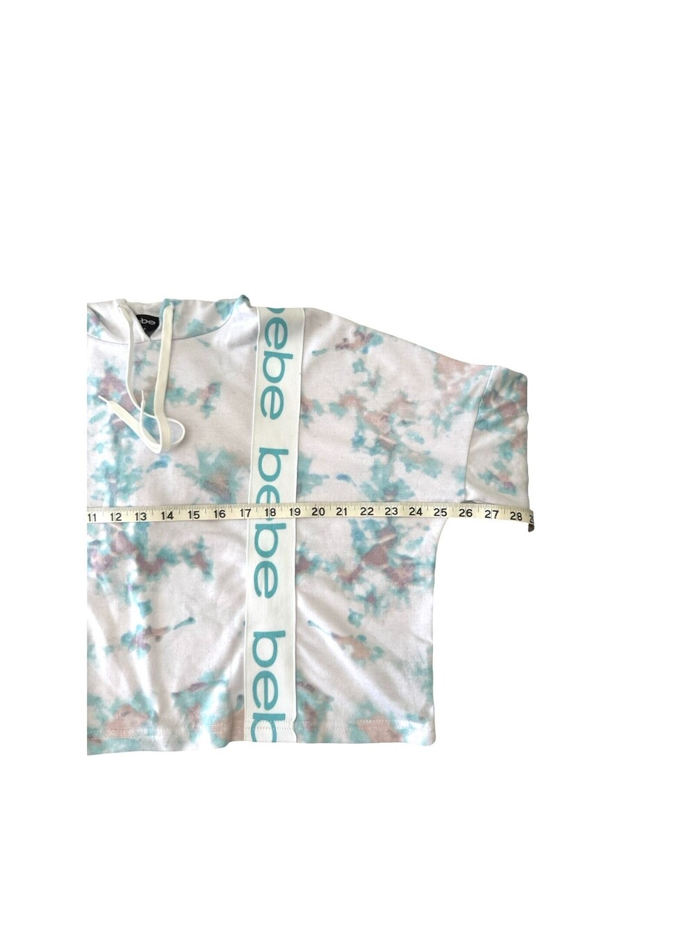 Bebe Tie Dye Cropped Hoodie Small Y2K Athleisure Lounge Pullover Sweatshirt - Picture 9 of 9